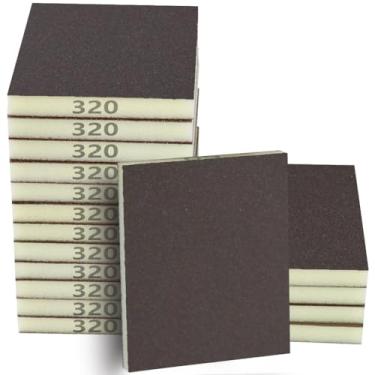 Imagem de Necosthua 16 peças de esponja de lixa de 320 grãos, bloco de lixa grossa fina, lavável e reutilizável, esponja de lixa seca molhada e reutilizável, esponjas de lixadeira para madeira, drywall, metal