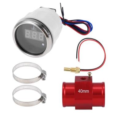 Imagem de A ABSOPRO Kit universal de medidor de temperatura da água digital de 4 cm com adaptador de sensor de radiador de tubo de junta vermelha 100-300F - Visor LED automotivo DC 12V