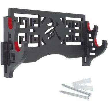 Imagem de JNQLLDS Suporte de espada exibição de armas fácil de instalar, posicionamento estável armação multicamada suporte para espada Katana suporte para espada samurai japonês suporte médio