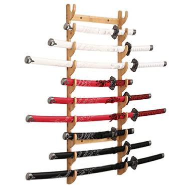 Imagem de Suporte de espada prateleira de espadas, suporte para espadas de piso multicamada, suporte para espadas katana de montagem na parede, suporte para exibição de armas, cabide vertical para espadas, sop