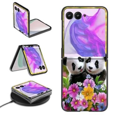 Imagem de GYSYSQSH Capa para celular Motorola Moto Razr 2025/2024 para mulheres e homens, fina, rígida, fina, leve, carregamento sem fio, proteção à prova de choque, capa flip para Moto Razr 60/50, Pandas