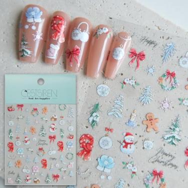 Imagem de CESTSIREN Adesivos de unhas fofos de Natal, decalques de neve, design de arte, acessórios para mulheres, suprimentos autoadesivos