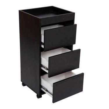 Imagem de Carrinho Auxiliar Gaveteiro mdf Multiuso com 3 gavetas - Lux Móveis