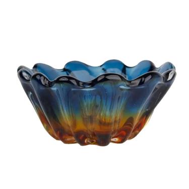 Imagem de Centro De Mesa Em Cristal Murano Decoração Azul E Ambar