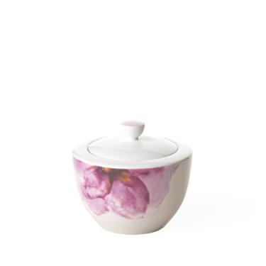 Imagem de Villeroy & Boch Tigela de açúcar Rose Garden, 255 g, porcelana premium, feita na Alemanha, branco/rosa