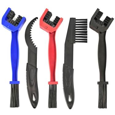 Imagem de QMET Conjunto de 5 peças de arruela de corrente de bicicleta ou motocicleta, escova de limpeza, conjunto de ferramentas de limpeza de corrente de bicicleta, escova de pedaleira de corrente de