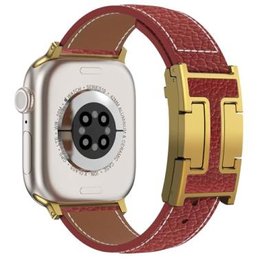 Imagem de CHANCHY Pulseira magnética de couro compatível com Apple Watch Ultra SE séries 10/9/8/7/6/5/4/3/2/1 de 40 mm, 38 mm, 41 mm, 42 mm, 45 mm, 46 mm, 40 mm, 38 mm, 41 mm, 44 mm, 45 mm e 46 mm