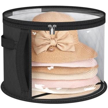 Imagem de AOODA Bolsa de armazenamento de chapéu transparente grande para mulheres, comporta até 7 bonés organizador de chapéu de cowboy para armário, estojo de chapéu de abas largas com alças de transporte