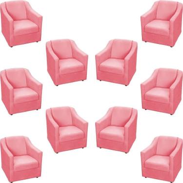 Imagem de Kit 10 Poltronas Decorativa Mila Pé De Plástico Cromado - Rosê Suede
