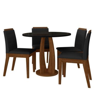 Imagem de Sala De Jantar Redonda Fontana Com 4 Cadeiras Freij/preto/preto - Ma