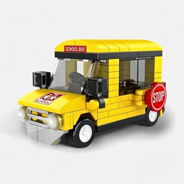 Imagem de Ônibus Escolar Brinquedo de Blocos de Montar Infantil - Educativo, Veículo com Peças Coloridas, Resistente e Seguro para Crianças, Desenvolve Habilidades Motoras e Criatividade