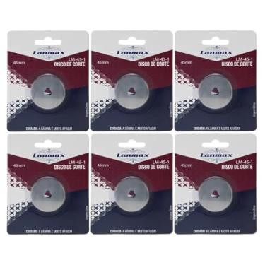 Imagem de Kit 6 Lâmina Disco Cortador Circular 45mm Patchwork Scrapbook EVA Cor Prata Perfeito Para Iniciantes Profissionais Proporcionando Maior Precisão Conforto Eficiência Trabalho Artesanal