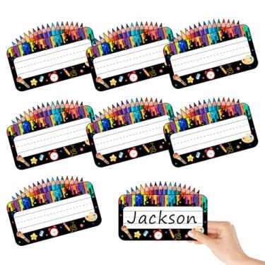 Imagem de Etiquetas de nome de lápis coloridos – Placa de identificação autoadesiva de mesa de pintura a óleo para sala de aula, quadro de avisos e decoração de armário para crianças, estudantes, professores
