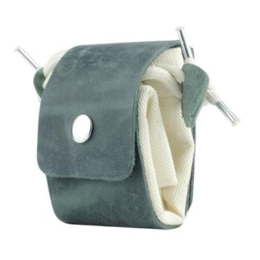 Imagem de Bolsa de couro Toprank – Bolsa dobrável de lona e cinto de couro para caminhadas, coleta de cogumelos, pedras e conchas (verde/off-white)