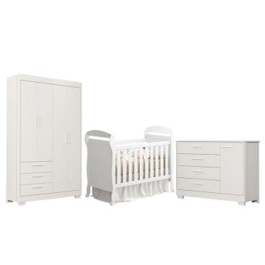 Imagem de Quarto De Bebê Zaki E Berço Americano Danny Branco Acetinado - Reller