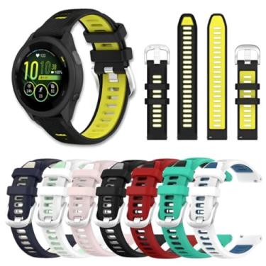 Imagem de Pulseira Silicone Para Relógio Garmin Forerunner 255/265/745/venu Dual Cor 22MM Fecho Duplo (Amarelo e Preto)