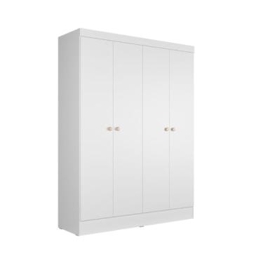 Imagem de Guarda-Roupa 4 Portas Renzo Casal 5 Nichos Quarto (Branco Fosco)