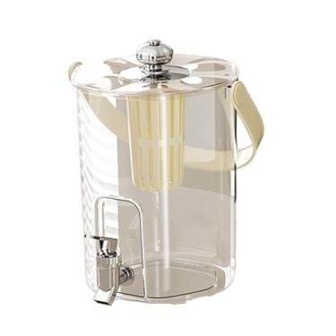 Imagem de Ioensy Dispensador de bebidas para geladeira, jarra de água fria com, infusor de chá, alça portátil de 5L para reuniões, piqueniques ao ar livre, Creme Branco