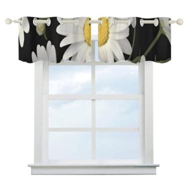Imagem de Cortina blackout margarida escurecimento de quarto cortinas de janela curta isolamento térmico cortinas de janela de banheiro para cozinha sala de jantar quarto 2 painéis 132 cm x 46 cm