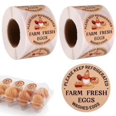 Imagem de 1000 adesivos de ovos frescos da fazenda, etiquetas redondas de ovos lavados de 5 cm, adesivos autoadesivos para embalagem de papelão de galinha, codorniz, fazenda, fazendas, suprimentos para mercados