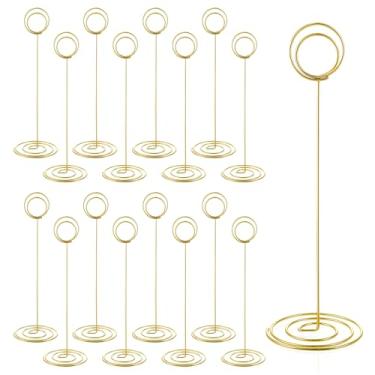 Imagem de Ptwola 24 peças de suportes altos com números de mesa de 22 cm, suporte para notas, fotos, imagens, nomes, clipes de menu, para casamento, aniversário, festa de aniversário, restaurante, casa e