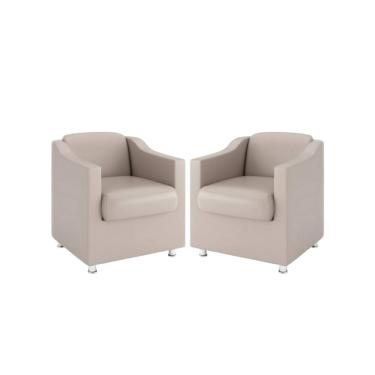 Imagem de Kit 2 Poltronas Bia Decorativa Reforçada Recepção Clinica Salão Sala De Estar Courino