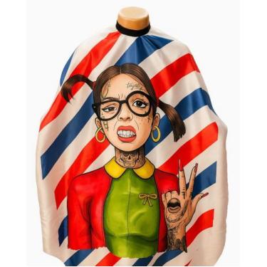 Imagem de Capa de Corte para Barbeiros e Cabeleireiros em Cetim com Zíper - Barb