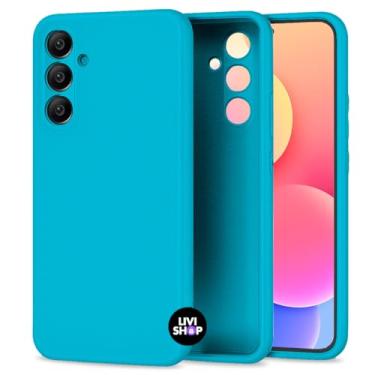 Imagem de Capa Case Capinha Compatível Samsunng Galaxy A56 Silicone Com Bordas Elevadas Aveludada Forro Premium (AZUL PISCINA)