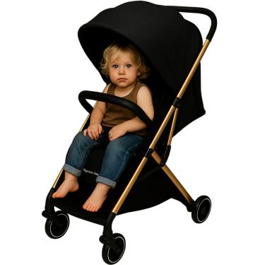 Imagem de Carrinho de Bebê Premium Baby Zurich Black Gold Couro Preto