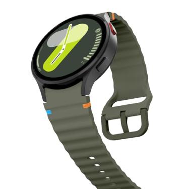 Imagem de HAOZHI Pulseira Compatível com Samsung Galaxy Watch FE 7 6 5 4 40mm 44mm,6 Classic 43mm 47mm,5 Pro 45mm,4 Classic 42mm 46mm,Bracelete Correia de Silicone para Samsung Galaxy Watch (Verde militar)