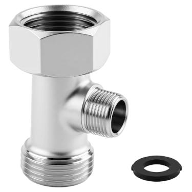 Imagem de Adaptador Bidê T – Divisor de torneira de vaso sanitário de 3 vias com juntas de borracha, divisor de encanamento de 7/20.3 cm 3/20.3 cm 7/20.3 cm, válvula de desvio de cabeça de chuveiro de latão