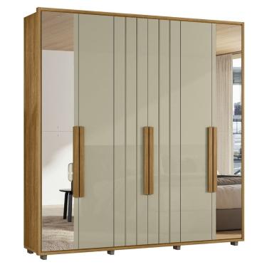 Imagem de Guarda Roupa Casal 230cm Com Espelho Barok Opala/Cumaru Z10 - Mpozenato