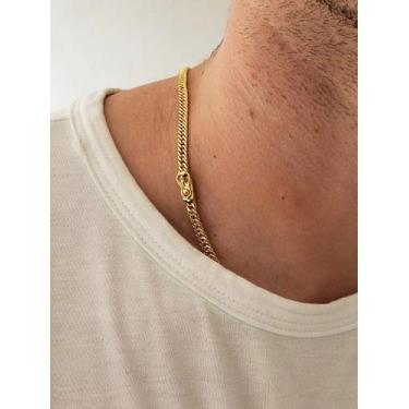 Imagem de Cordão Banhado A Ouro 18k Grumet Lacraia 5mm Pingente Cruz - Mk Jóias