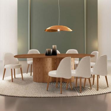 Imagem de Conjunto para Sala de Jantar com 8 Cadeiras Ester Imbuia Natural/Off White