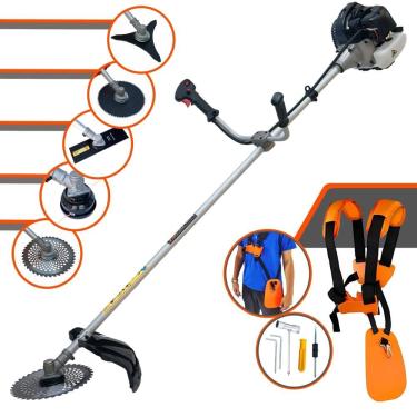 Imagem de Roçadeira Lateral Anmax CG430B À Gasolina Motor 2T 43cc 1,7HP 12.000rpm Robusta e de Alta Performance Com Carretel de Nylon e Kit 4 Lâminas de Cortes