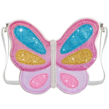 Imagem de PinkSheep Bolsa infantil para meninas, presente mini bolsa de ombro infantil, carteira transversal 3-6 anos, presente moderno para meninas, Borboleta