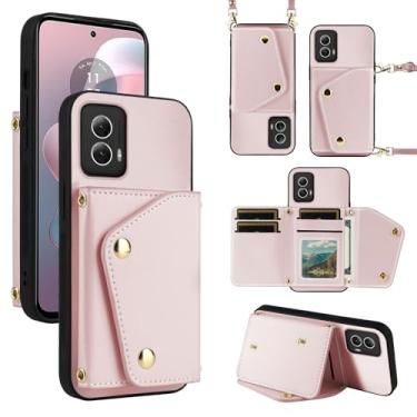 Imagem de Dibosom Capa carteira de luxo para Motorola Moto G Power 5G 2024 com 5 compartimentos para cartão fina e alça de ombro, suporte para cartão de crédito de couro PU acessórios capa de celular para G5