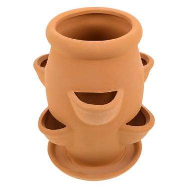 Imagem de Milisten Vaso de Plantas Torre de Morango com 6 Bolsos: Vaso de Terracota para Suculentas - Recipiente Decorativo de Flores Multifuncional - Vaso de Orquídea em Barro Caqui