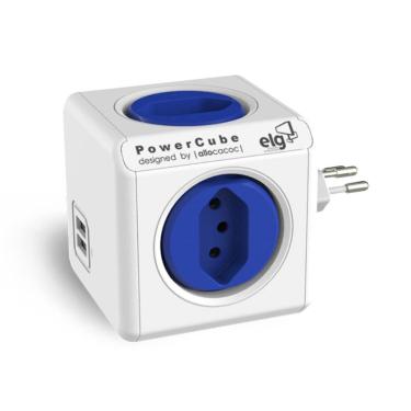 Imagem de Multiplicador de Tomada Elg PowerCube Original USB - 2P+T - 4 tomadas - 2 USB - Branco - PWC-R4U
