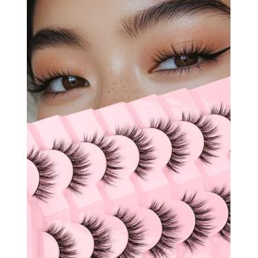 Imagem de Cílios postiços naturais cílios postiços finos cílios postiços tiras curtas 16 mm cílios de vison falsos fofos cílios de boneca cílios para mulheres