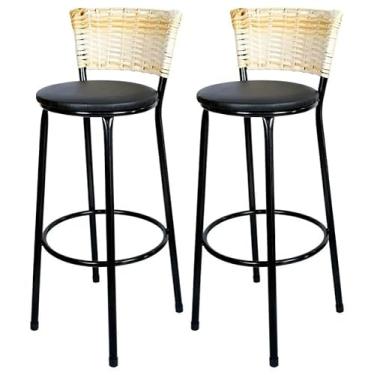 Imagem de Jogo 2 Banqueta Alta Ratan Hawai Preta Palha