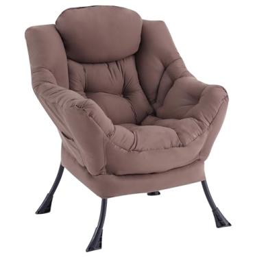 Imagem de LITA Cadeira preguiçosa com otomano, sofá estofado de lazer com acento moderno, cadeira de leitura contemporânea com apoios de braços e um bolso lateral para sala de estar, quarto e espaço pequeno