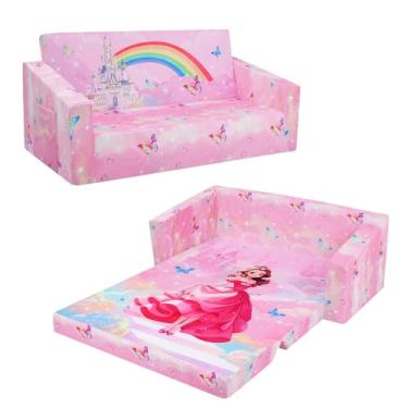 Imagem de decalsweet Sofá infantil dobrável 2 em 1, sofá conversível para espreguiçadeira, dobrável para crianças, extra largo e leve para quarto, sala de estar, sala de jogos