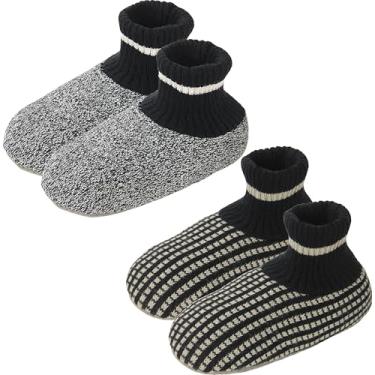 Imagem de BenSorts Meias masculinas felpudas com prendedores antiderrapantes para uso interno, presentes de Natal, 2 pares, xadrez, multicolorido, 7-9.5