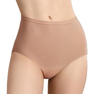 Imagem de REELINDRY Roupa íntima feminina para incontinência, absorção máxima de 59 g, lavável à prova de vazamento, calcinha adulta com proteção da bexiga pós-parto, 1 pacote (café claro, 2GG)