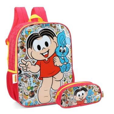Imagem de Mochila Escolar Turma da Mônica c/ Estojo - Vermelho - Luxcel