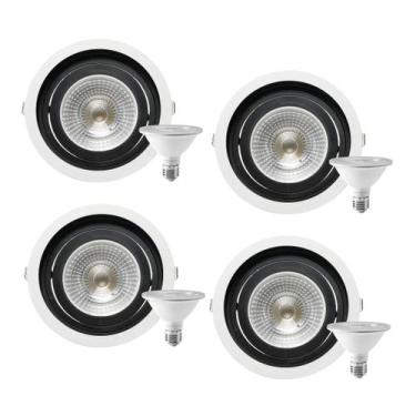 Imagem de 4 Spot Embutir Redondo Recuo PAR30 + Lâmpada LED 10W 6500K E27 - SAVE 