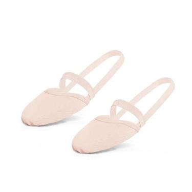 Imagem de Daydance Tênis de dança Half Soles, tênis de balé lírico de lona para meninas/mulheres, Rosa claro, 5.5-6