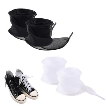 Imagem de Cadarços planos para tênis, botas, cadarços de fita de cetim para meninas, botas femininas, cadarços planos para tênis feminino, Fio preto e branco para neve, Small
