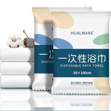 Imagem de eYourlife2012 Toalhas de banho descartáveis, pacote com 10, embaladas individualmente, ultra macias, absorventes de secagem rápida, para viagens, acampamento, praia, natação (grande)